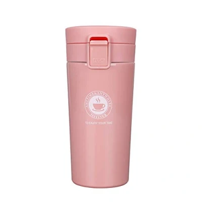 Imagen de Termo, Termo de Café para Llevar Acero Inoxidable Vaso Termico Prueba Fugas Taza Térmica Sin BPA Coche Oficina Viaje 380ML Rosado