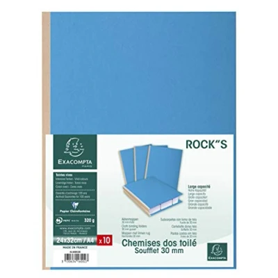 Imagen de Exacompta 416002E Lote de 10 Subcarpetas con Fuelle Tela Rock&quot;S 320, Color Azul