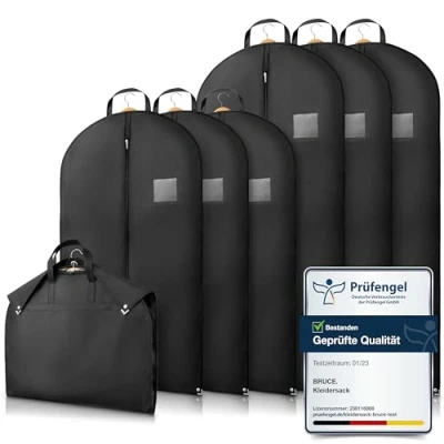Imagen de Bruce.® 6x Fundas Ropa Armario 3x 100x60cm y 120x60cm, Antipolillas Bolsa Almacenaje con 120 GSM, Porta trajes Caballero o Mujer para Viaje, Bolsas Guardar Colgada Cremallera