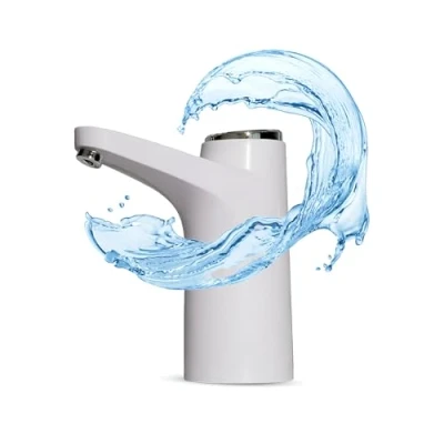 Imagen de NK Dispensador de Agua Indicador LED, Batería 1200 mAh Recargable por USB, Material Silicona, Compatible con Garrafas y Botellas 4,5L 5L 7,5L 10L 11,3L 15L 18,9L Adaptador 3,8 4,8cm (Blanco)