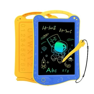 Imagen de HOMESTEC pizarra de escritura 8,5 pulgadas, pantalla colorida, electrónica LCD para niños escribir y dibujar, reemplazo óptimo papel, juguete a partir 3 años, amarillo