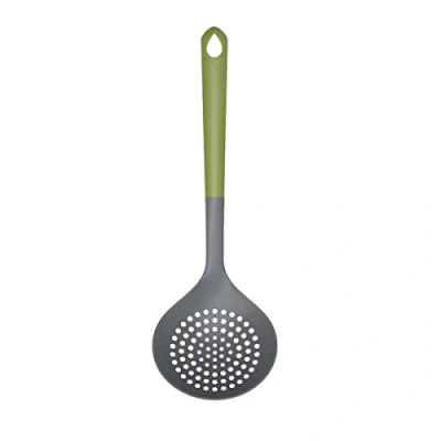 Imagen de Fackelmann 687053 Espumadera de cocina bioplástica, skimmer, utensilio cocina, bioplástico, verde, gris, 34 x 11,3 cm