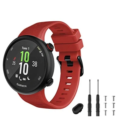 Imagen de GVFM Correa Compatible con Garmin Forerunner 45, Pulsera Deportiva de Silicona Repuesto para 45 y Swim 2 (Rojo)