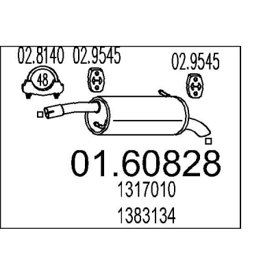 Imagen de MTS 01.60828 Silenciador trasero 830 FORD: FIESTA 5