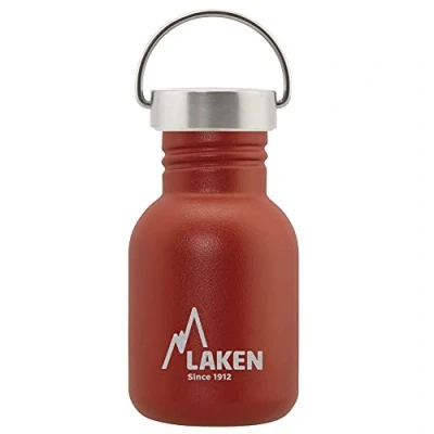Imagen de Laken Botella de Agua Acero Inoxidable (0,35L Rojo) con Tapón Vintage Reutilizable y Sostenible para Niños Adultos: Ideal Deporte, Escuela, Café
