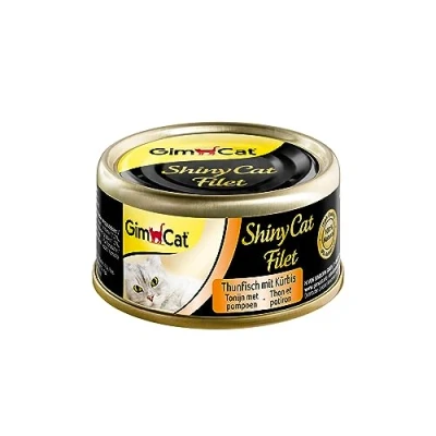Imagen de GimCat ShinyCat Filet atún con calabaza Comida para gatos jugoso filete y sin azúcar añadido, adultos 24 latas (24 x 70 g)
