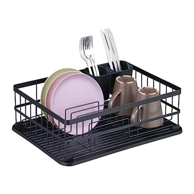 Imagen de Relaxdays Escurreplatos con Bandeja para Agua, 15 x 42,5 32 cm, Cesto Secador Platos, Tazas, Cuencos, Color a Elección