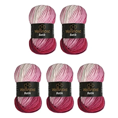 Imagen de Wollbiene Batik 5 ovillos de 100 g, 500 gramos, multicolor con degradado, (5300N berry)