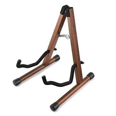 Imagen de Donner soporte de Guitarra Madera Acacia suelo A marco Universal Plegable Portátil para Eléctrica Acústica, Bajo, Banjo