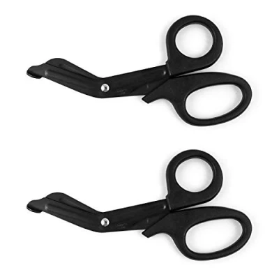 Imagen de QWORK® Paquete de 2 tijeras médicas, trauma y primeros auxilios EMT Fabricado con acero Inoxidable para emergencias, 19 cm