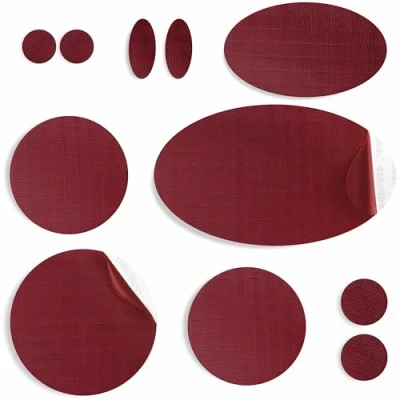 Imagen de aZengear Parches de Reparación Nylon Autoadhesivo Parche Impermeables para Chaqueta Plumón, Tienda, Bolsa, Ropa, Reparar Agujeros (11 Piezas, Borgoña)