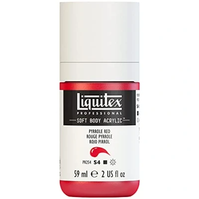 Imagen de Liquitex 1959321 Soft Body Pintura acrílica profesional (consistencia cremosa, alta pigmentación, resistente a la luz y al envejecimiento, bote de 59 ml), color rojo pirol.