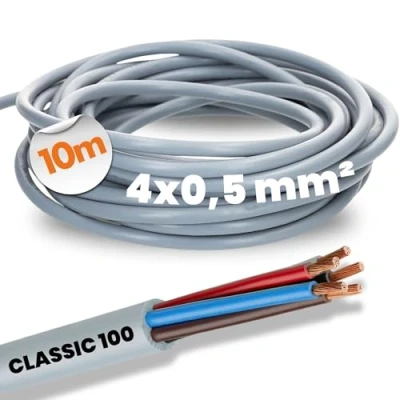 Imagen de 10 metros Lapp 00101234 Ölflex Classic 100 cable de control (4 x 0,5 mm², sin conductor protección verde y amarillo), 4 hilos, PVC codificado por color, conductores,