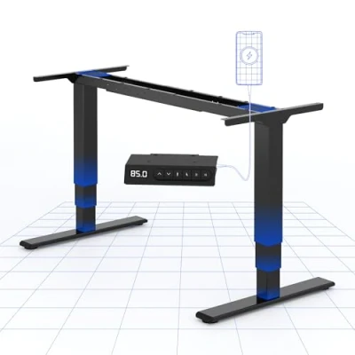 Imagen de FLEXISPOT EC4 Escritorio Elevable Eléctrico Marco de Pie Mesa Regulable Altura con 2 Motores 3 Etapas, Panel Control Puerto USB Tipo C/A, 60 125cm, Capacidad Carga 120KG Negro