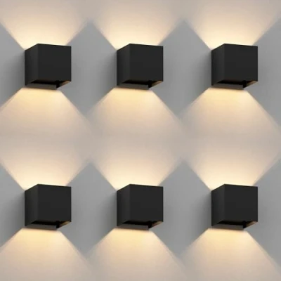 Imagen de ledscom.de 6 pzas. aplique CUBEL para exterior, IP65, up/downlight, negro mate, angular, 1x G9 max. 10W