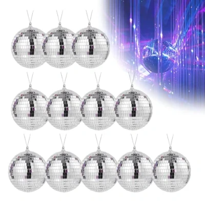 Imagen de Bola de Discoteca,12 Piezas(3cm) Espejo Discoteca,Bolas Plata,Decoración Fiestas,Efecto luz DJ,Bola Fiesta para Nochevieja, cumpleaños, Fiestas temáticas.