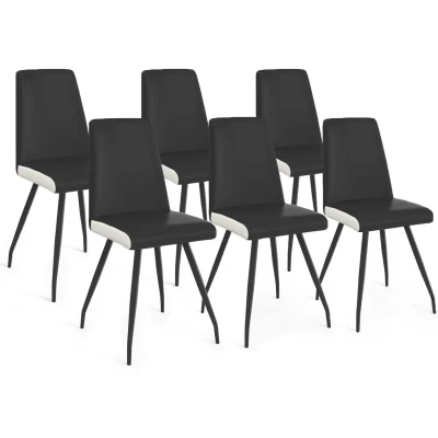 Imagen de Juego de 6 sillas comedor ADA negras con ribete blanco y patas araña