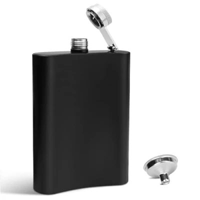 Imagen de LUOJINYI 1 petaca de acero inoxidable para licores, 227 ml, y embudo, adecuado llevar alcohol, hombres mujeres whisky, ron vodka