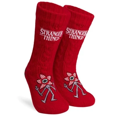 Imagen de Stranger Things Calcetines Antideslizantes para Mujeres Suaves y Cálidos, Talla Única, Regalos Chicas (Rojo)