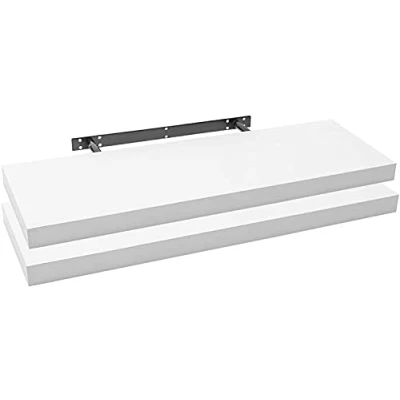 Imagen de WOLTU Estanteria Pared, Estante Flotante, Juego de 2 Pared Madera MDF, para salón, Cocina, Pasillo, Blanco, RG9317ws