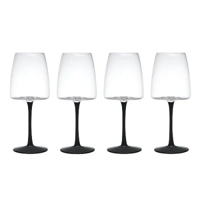 Imagen de Mikasa Palermo Crystal Juego de 4 Copas Vino Tinto, 450ml, Tallo Negro, Cristal 100% Libre Plomo, en Caja Regalo, Apto para Lavavajillas