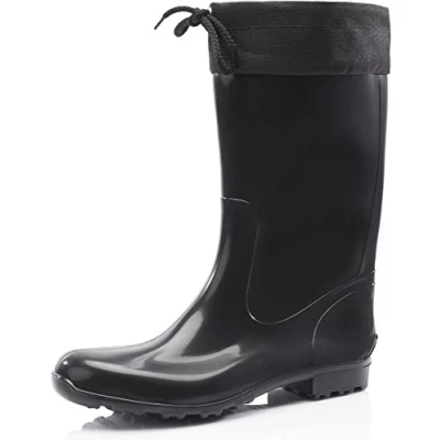 Imagen de Ladeheid Botas de Agua Impermeables para Mujer Antideslizantes Rubberboots Altas Lluvia en PVC Zapatos Mujeres LA 968 (Negro/Negro, 36 EU)