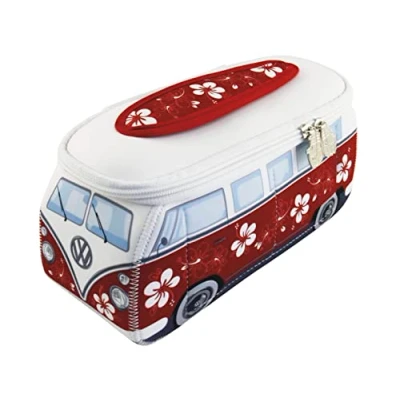 Imagen de BRISA VW Collection Volkswagen Bolsa de Neopreno Universal cosmético sartículos tocador T1 Camper Bus (Hibisco/Rojo/Grande)