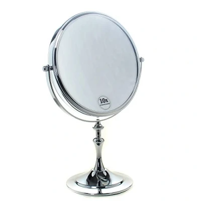 Imagen de TUKA Cosmética Espejo 10x Aumento, ø 20cm Espejos para baño, de Mesa Afeitar y Maquillar, 8&quot; 360 rotación, con Cara Doble: Estándar 1:1 + 1:10 Ampliación. TKD3105