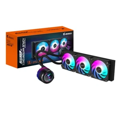 Imagen de GIGABYTE Refrigeración líquida para CPU AORUS WATERFORCE X II 360 AIO 3 Ventiladores ARGB de 120 mm, Pantalla LCD a Todo Color, Mecanismo interbloqueo magnético, Daisy Chain