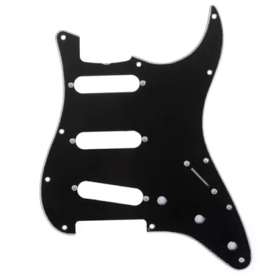 Imagen de Musiclily Pro 11 Agujeros SSS 60s 64 Vintage Style Strat Pickguard Golpeador para American Stratocaster, 3 capas Negro
