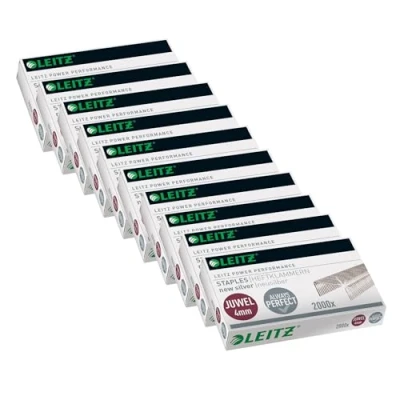 Imagen de Leitz Juwel 56410000 Grapas de 4 mm, 10 cajas 2000 unidades, color plateado