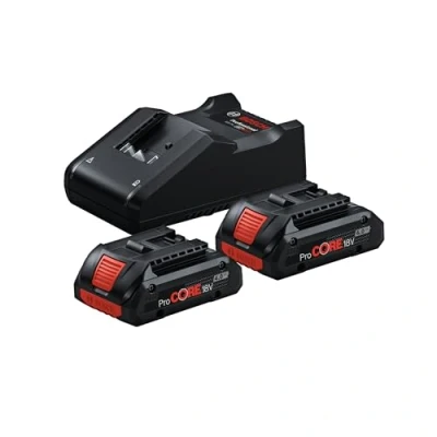 Imagen de Bosch Professional 18V System ProCORE18V 4.0Ah Set batería de litio + cargador (2 baterías x 4.0 Ah, rápido GAL 40)