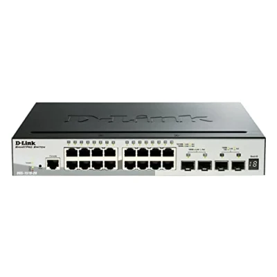 Imagen de D Link DGS 1510 20/E Switch 16 Puertos Gigabit L2+ (funcionalidades L3), 2 SFP 1000 Mbps y 10G SFP+, VLAN automática para Video vigilancia telefonía IP Cable de la UE