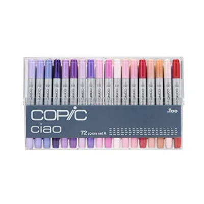 Imagen de COPIC Ciao Set «72 Colors A», 72 piezas en expositor acrílico, Rotulador doble con punta mediana y de pincel