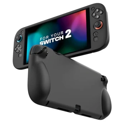 Imagen de MoKo Funda Protectora de Silicón para Nintendo Switch 2 2025, Cubierta con Mango Suave Diseño Ergonómico, Absorción Impactos y Resistente a Rayones Compatible 2, Negro