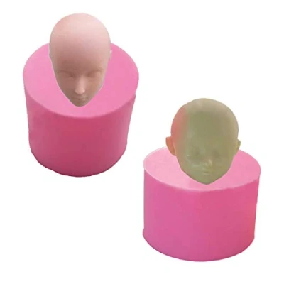 Imagen de XLZSP 2 moldes de silicona con cabeza muñeca en 3D, para fondant, tartas hechas a mano, chocolate, gelatina, pudín, arcilla polimérica, yeso