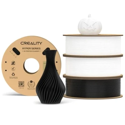 Imagen de Creality Hyper Pla Filamento Blanco+Blanco+Negro+Negro 4kg, de Impresora 3D para Impresión Alta Velocidad, Duradero, Rendimiento Voladizo Precisión Dimensional +/ 0.03mm, 4 Rollos