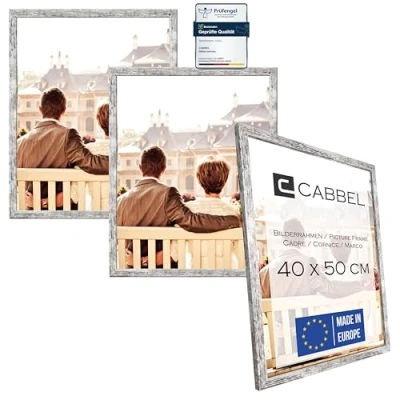 Imagen de CABBEL Paquete de Tres (3 uds.) Marco Fotos 40x50 cm Madera MDF Abedul con plexiglás inastillable/Moderno
