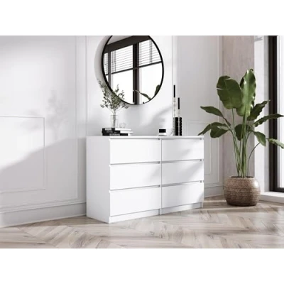Imagen de 3E 3xE living.com Cómoda 6 cajones 120 cm, Color: Blanco Mate, L: P: 39 A: 79 cm