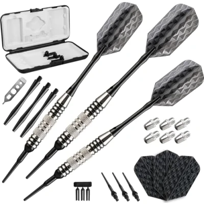 Imagen de Viper Bobcat Dardos de Punta Suave con Peso Ajustable y Estuche Viaje, Unisex Adulto, 20 0939 16, Chapado en níquel Anillos Negros., 16 Grams (Adjustable to 18 and 19 Grams)