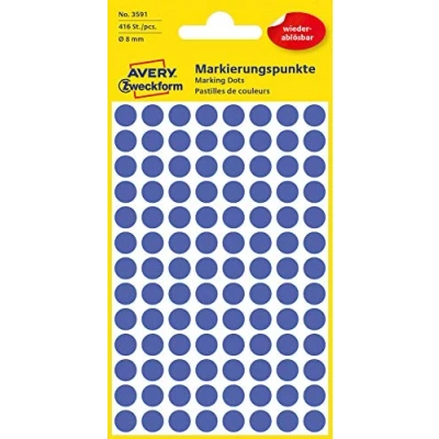 Imagen de Avery Zweckform etiqueta 8 mm Marcar punto azul, reutilizables, 416st