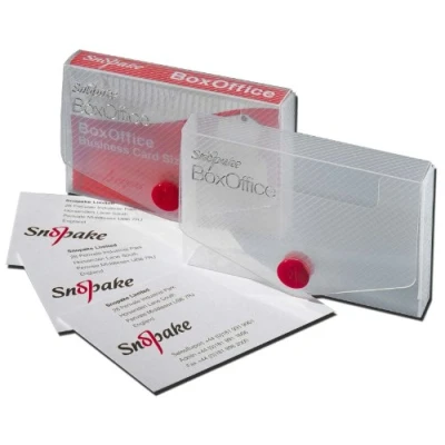 Imagen de Snopake BoxOffice 13729 Caja para tarjetas de visita (5 unidades, polipropileno, lomo 15 mm, cierre botón), transparente