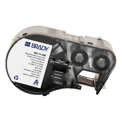 Imagen de BMP41 Brady M4 11 498 etiquetas de tela vinilo negro sobre blanco 12,7 mm x 19,05 (original)