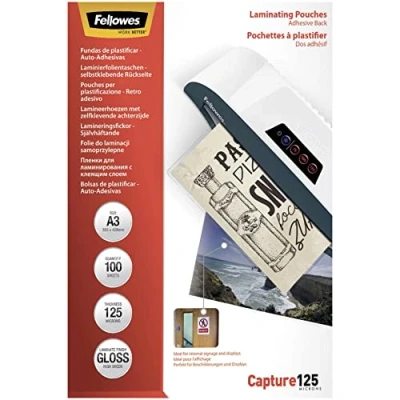 Imagen de Fellowes 5329001 Pack de 100 bolsas plastificadores autoadhesivas, A3