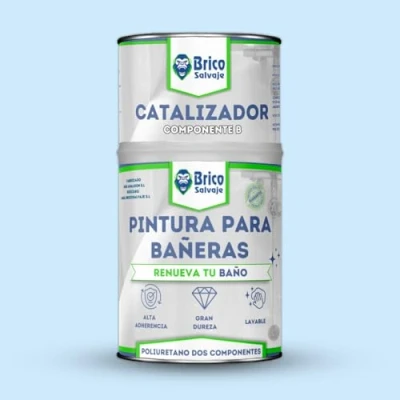 Imagen de BRICOSALVAJE Pintura para Bañeras Acabado SATINADO Dos Componentes 600+150 ML Fácil Aplicación Cerámico Impermeable (Azul Claro Agatha)
