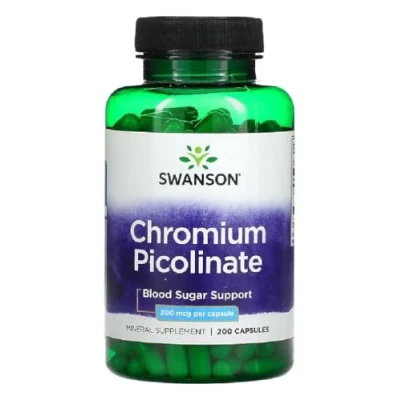 Imagen de Swanson CHROMIUM PICOLINATE 200 mcg Picolinato de Cromo Apoya el nivel saludable azúcar en sangre y metabolismo cápsulas