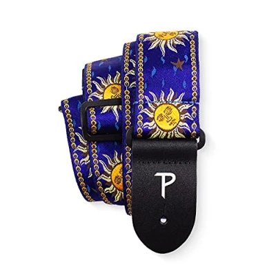 Imagen de Perri&#039;s Leathers Ltd. Correa de guitarra Nylon Jacquard Hello Sunshine Azul Ajustable Para guitarras acústicas/bajas/eléctricas Fabricada en Canadá (TWS 7009)