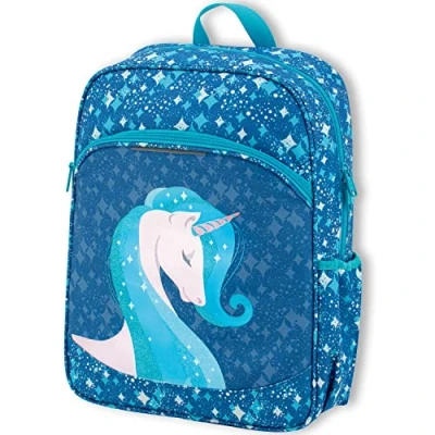 Imagen de OFITURIA Mochila Escolar Niña, Adaptable a Carro, Tirantes Ergonómicos Acolchados Material Transpirable, Infantil de Unicornio con Bolsillo Frontal y Lateral (Fantasy)
