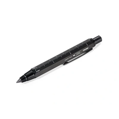 Imagen de Troika Zimmermann Portaminas de carpintero 14.2 cm con regla y sacapuntas integrados, color negro