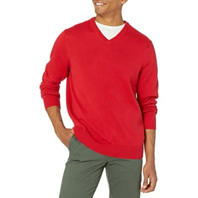 Imagen de Amazon Essentials Jersey de Cuello Pico (Disponible en Tallas Grandes) Hombre, Rojo, L